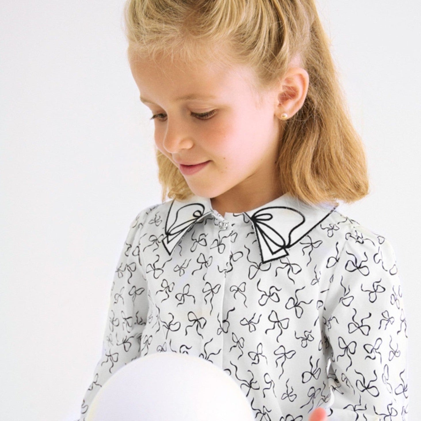 Blusa popelin satinato fiocco Bimba PANNA 5613/3 -  NANU' BABY