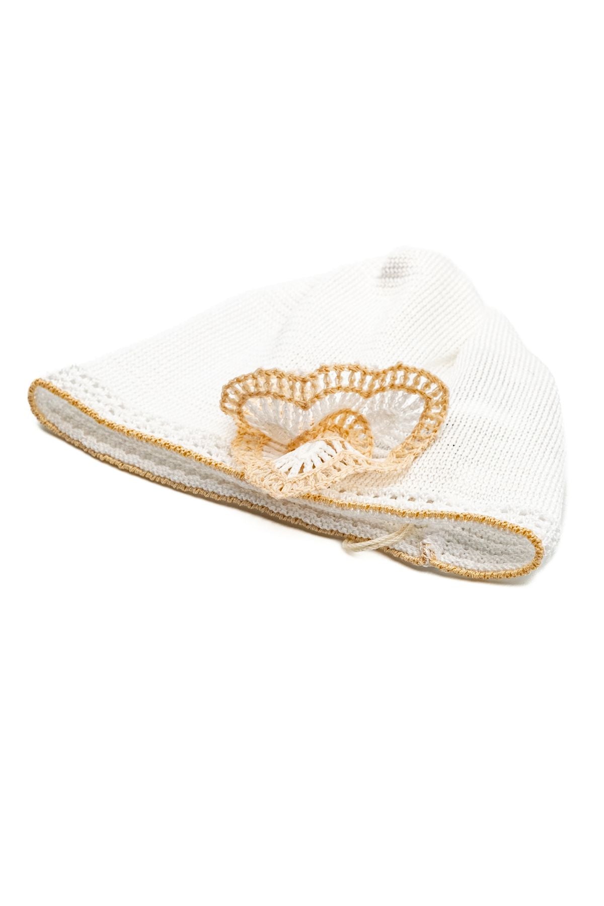 Cuffia Fiore in lino Neonata BIANCO EL2071