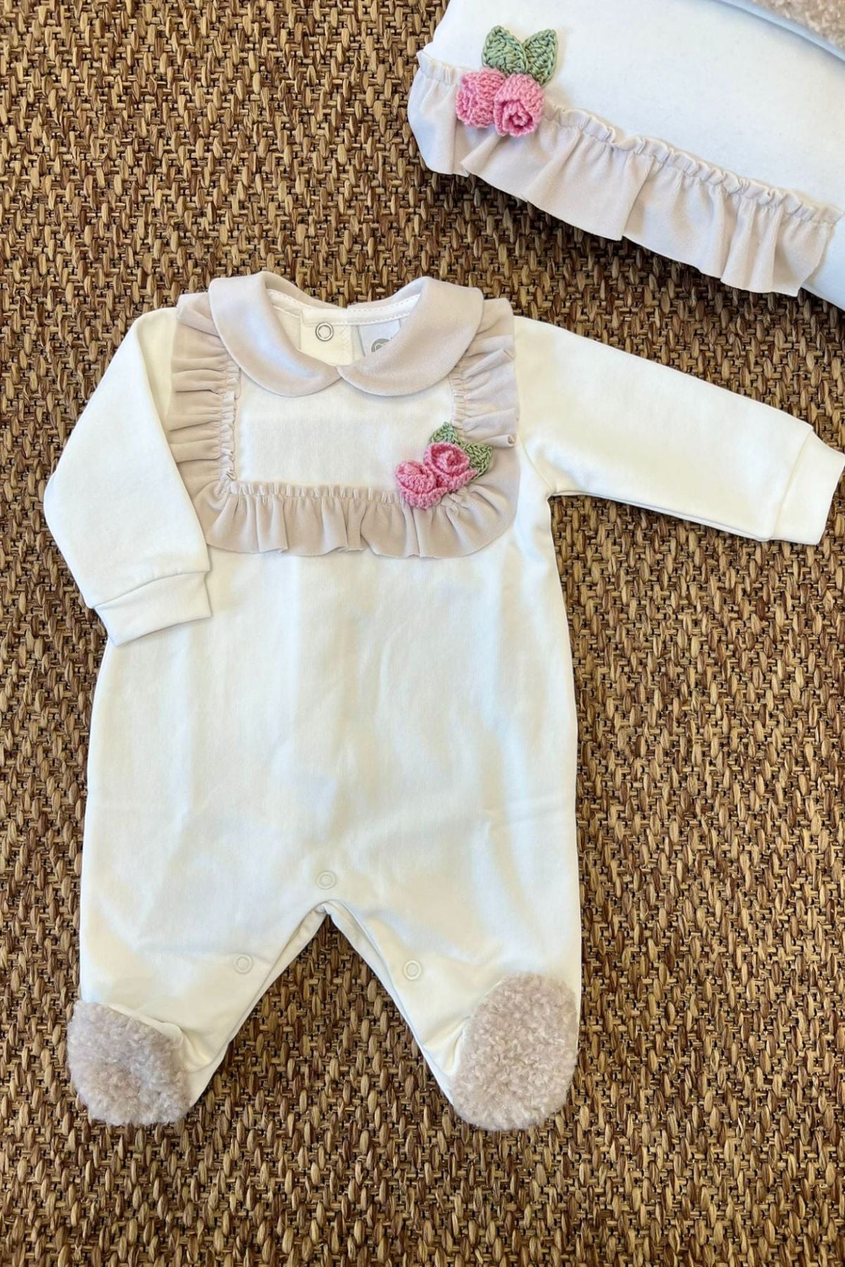 Baby Girl Roses Onesie VANILLA