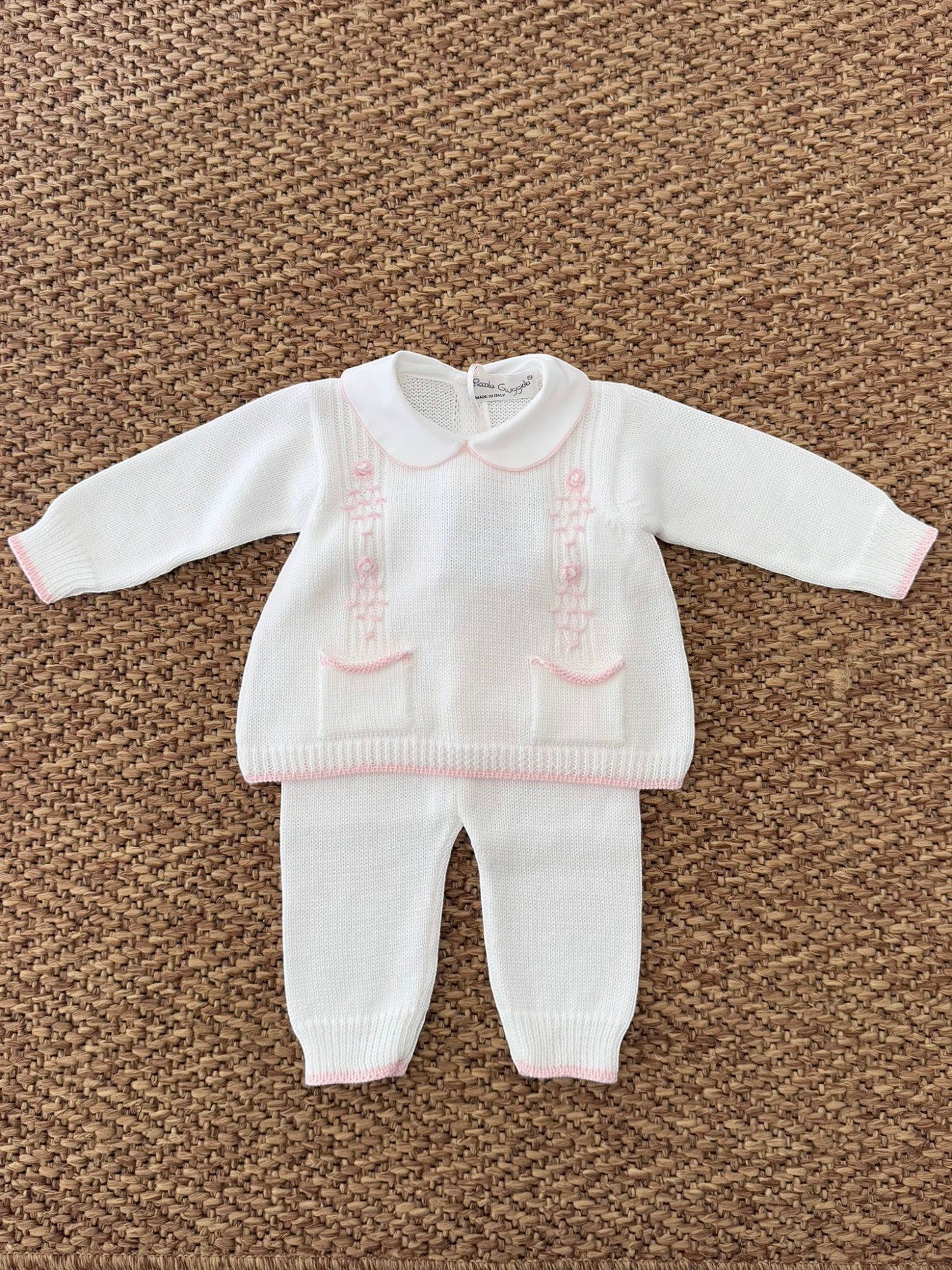 Completo nascita e Babbucce in maglia Neonata BIANCO MARCO/CN