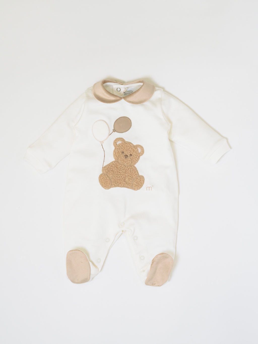 Vanillefarbener Baby-Body mit Teddybär und Luftballons IN7014BIS