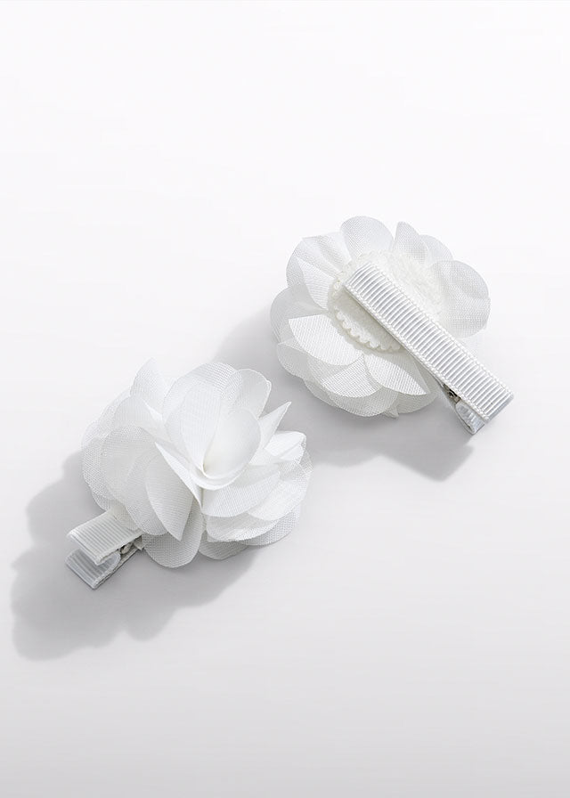 White Chiffon Flower Hair Clips 5470/48