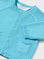 Cardigan Filo Cotone Tricot Turchese 1380/C