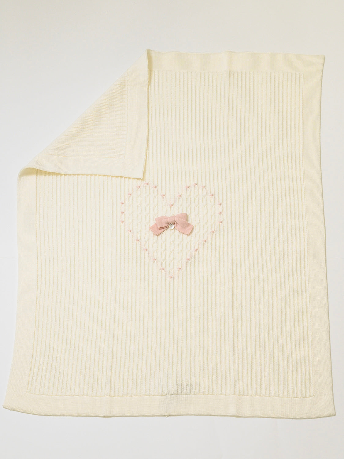 Coperta Lana con Cuore Neonata VANIGLIA IN1180 -  NANU' BABY