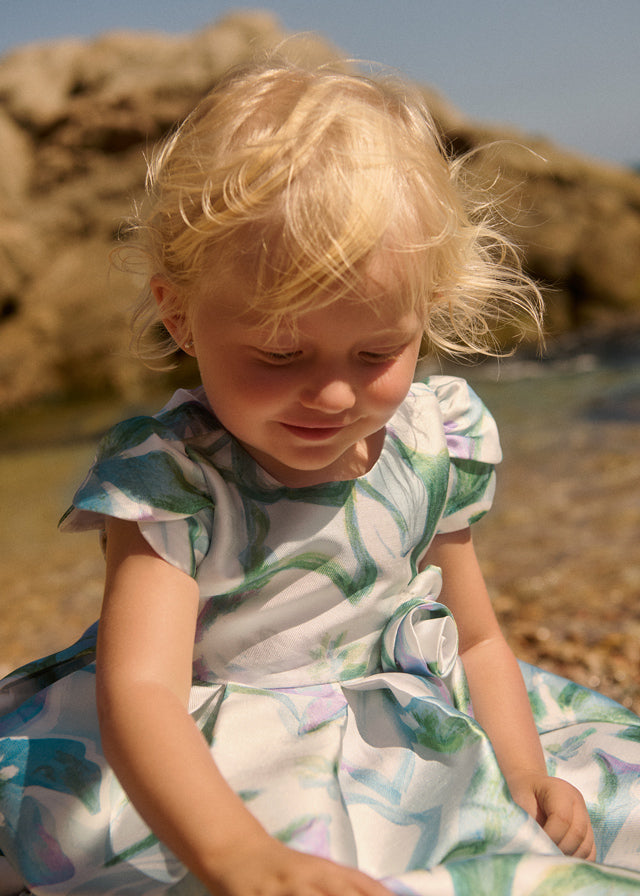 Abito Mikado Stampato Turchese 5013/8