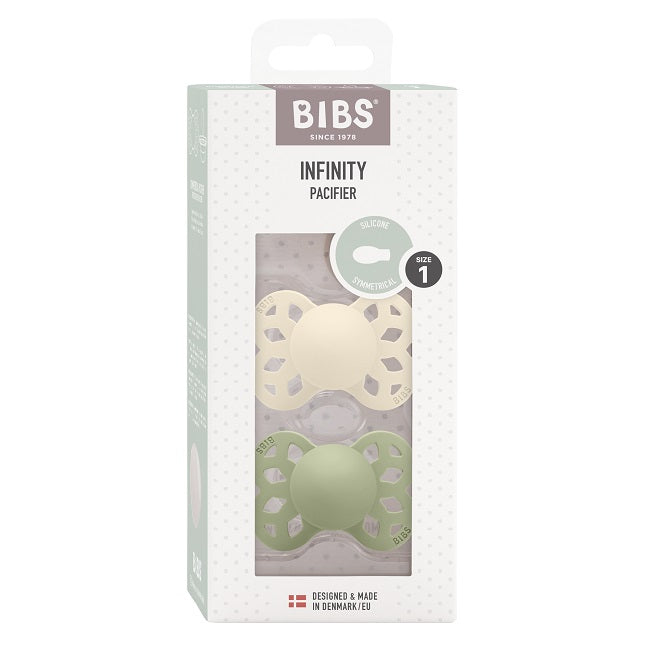 Set of 2 INFINITY pacifiers Ivory/Sage green - 265102
