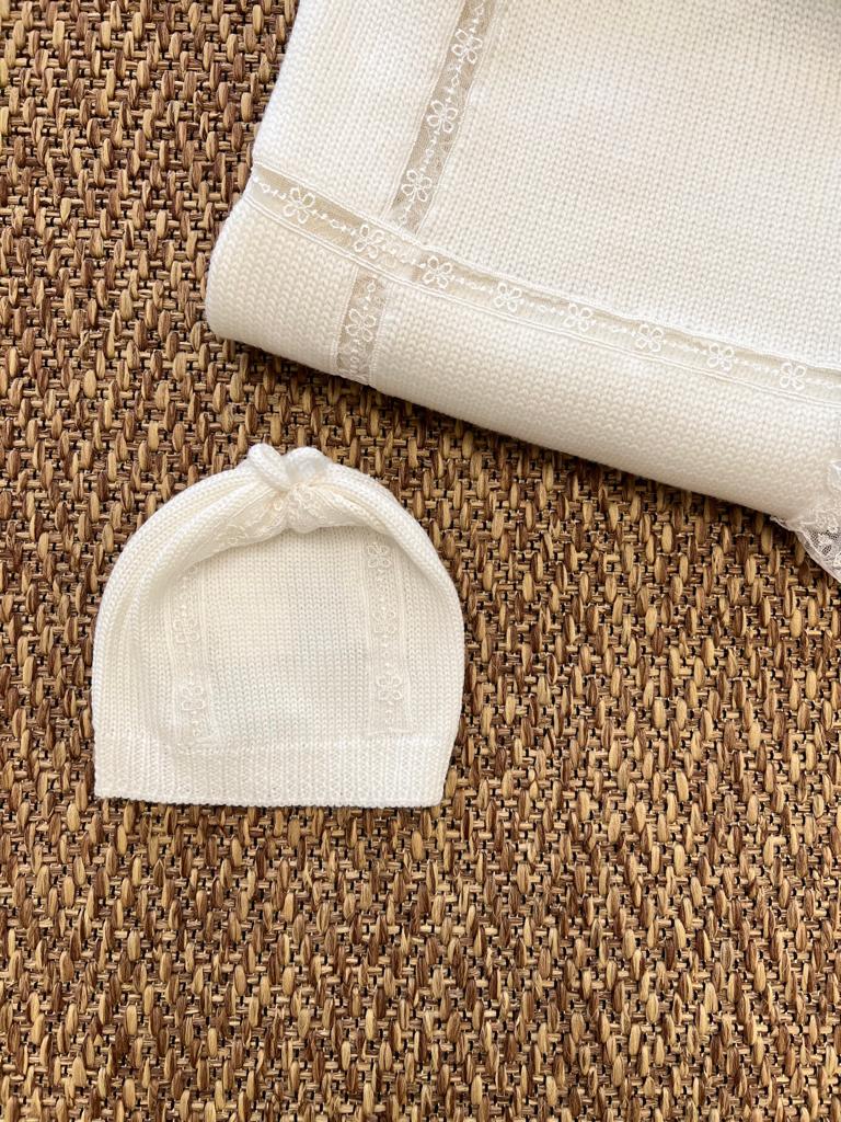 Cuffia in maglia ricamata a mano - COURMAYEUR 9163