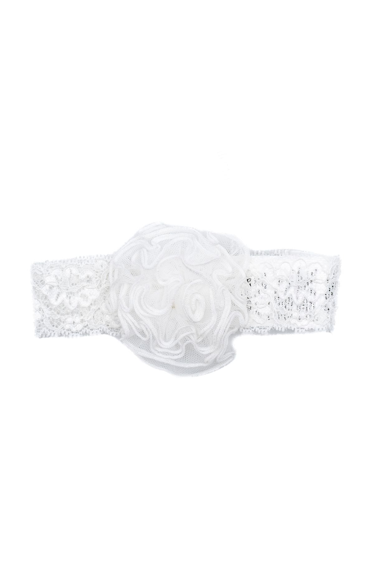 Elastic lace hair band with applied flower - H2868FA-60