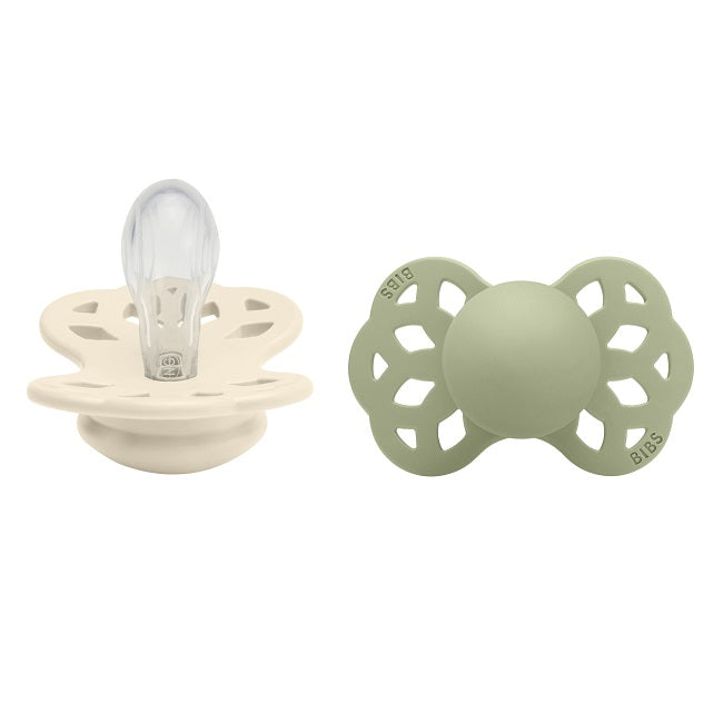 Set of 2 INFINITY pacifiers Ivory/Sage green - 265102