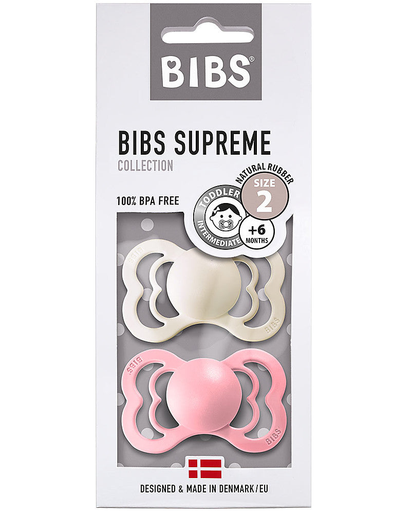 Set of 2 SUPREME pacifiers Ivory/Pink - 170340